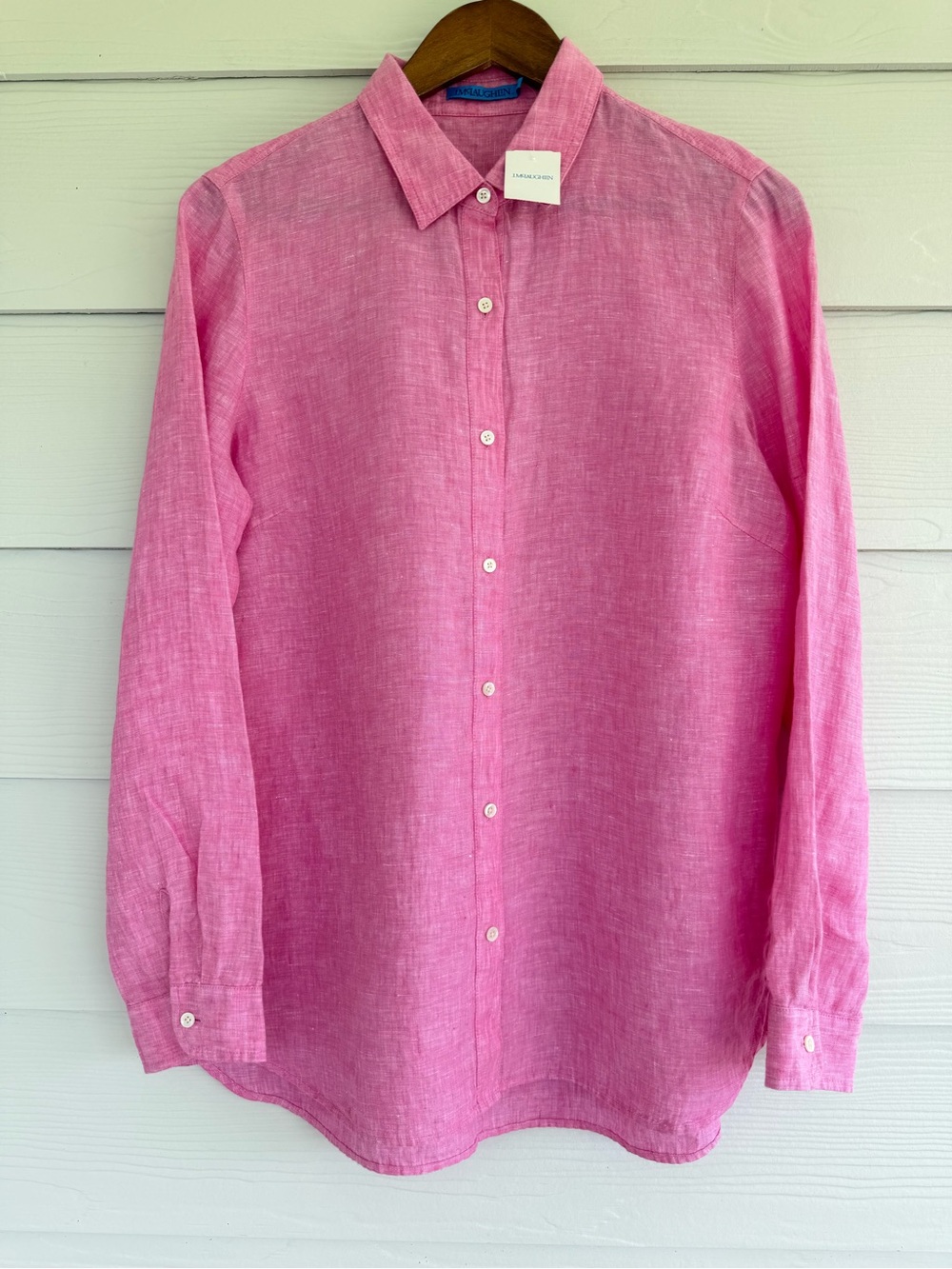 J.McLaughlin Britt Blouse Women’s M Pink 100% Linen Button Down Shirt NWT